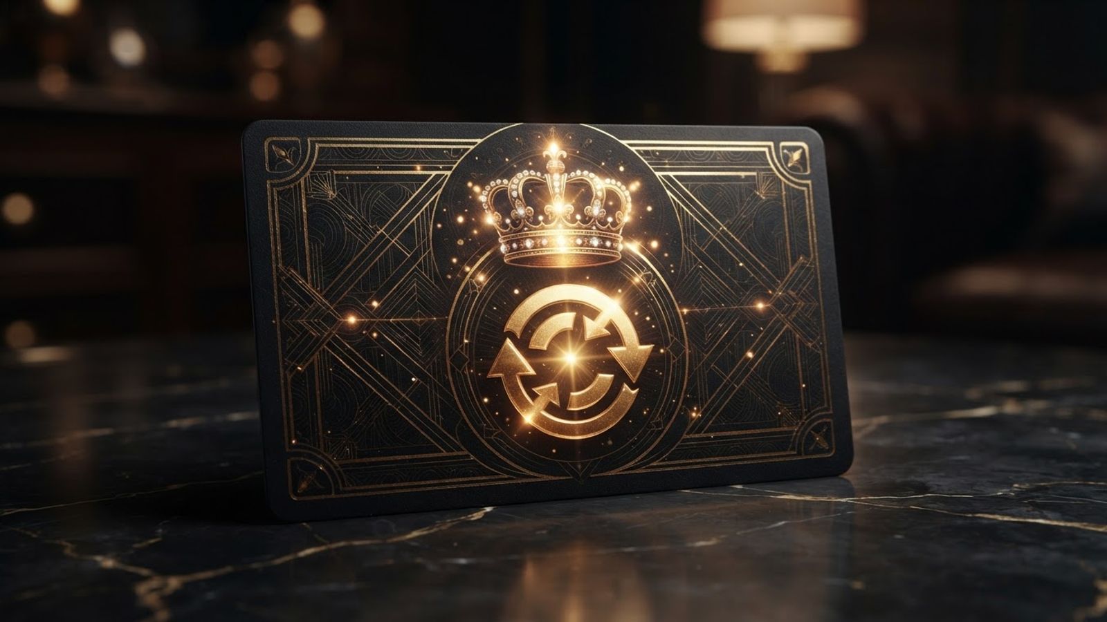 Gold VIP membership card with crown emblem