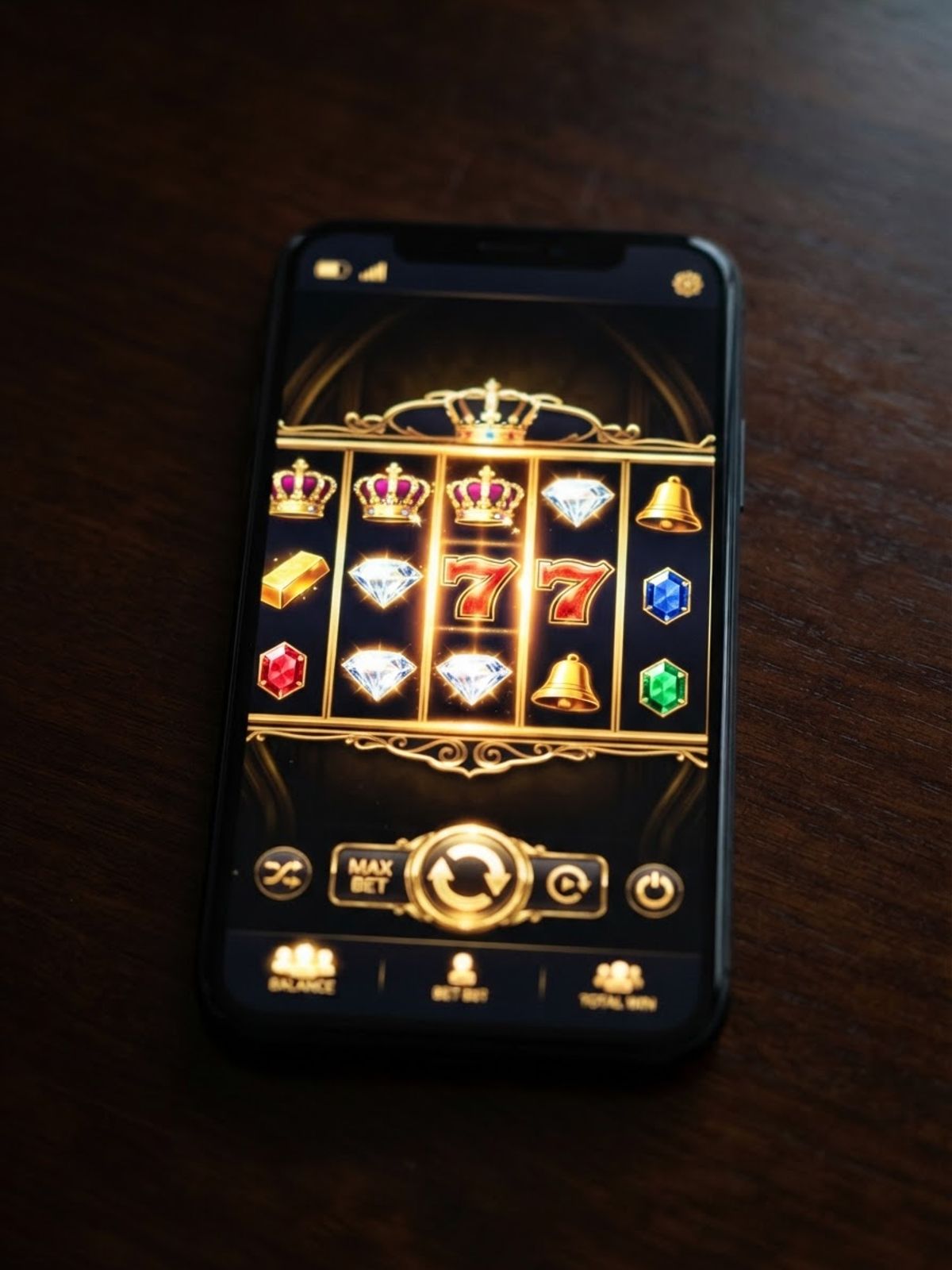Smartphone displaying a mobile casino game interface